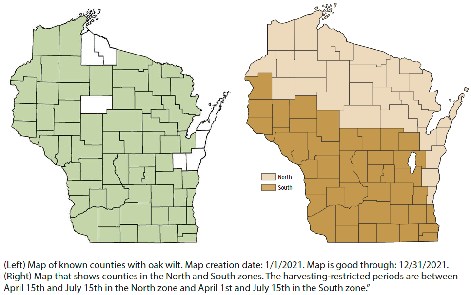 North and south zone map of Wisconsin.